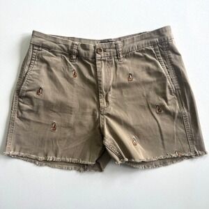 J.Crew‎ Chino Shorts FOX Embroidered Shorts Raw Hem 3.5" Inseam Womens 8 #H3789